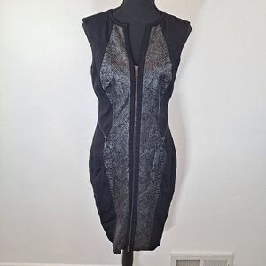 Cache Black and Gray Sleeveless Dress